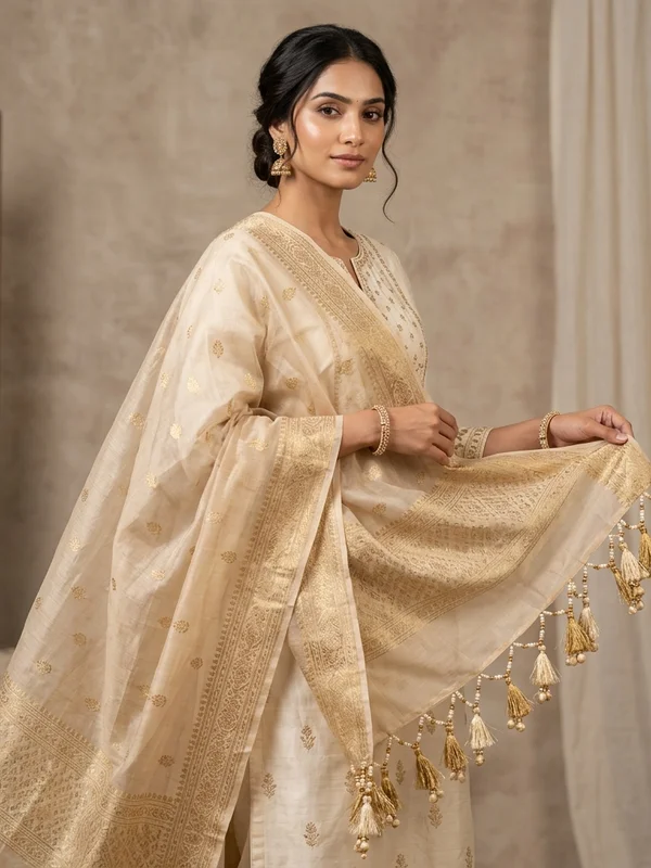 Chanderi Silk Dupatta with Tassels