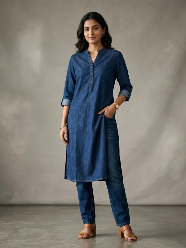 Classic Straight Cut Indigo Denim Kurti