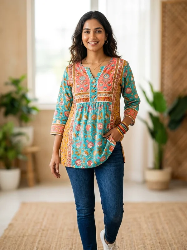 Printed Cotton Everyday Wear Short Kurti