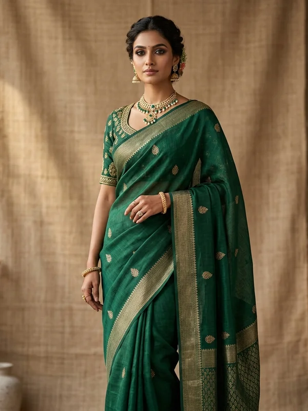 Gold Border Chiffon Designer Saree