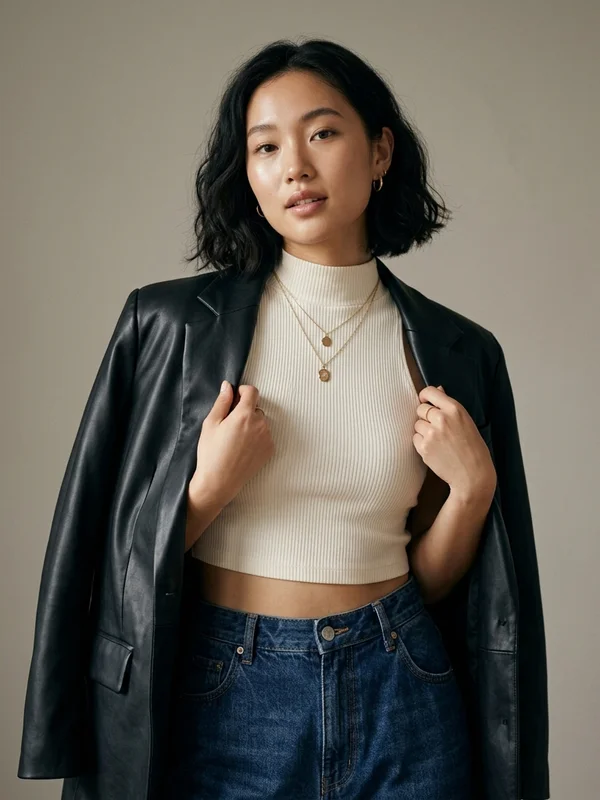 Ribbed Cotton Casual Crop Top Set